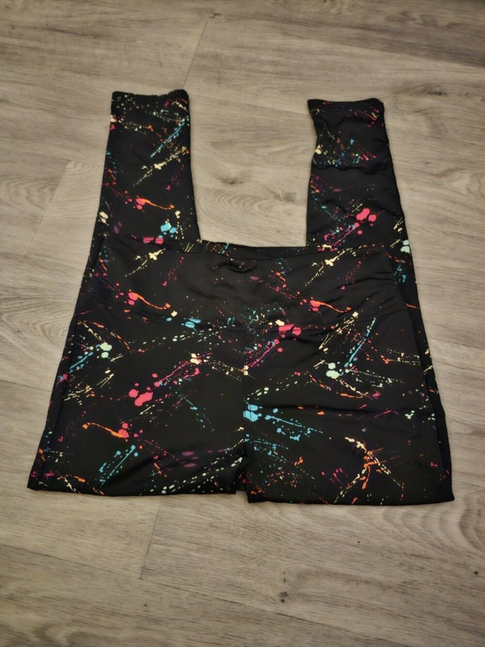 Women's Paint Splatter Leggings Size XL by Tipsy Elves Classic Black Multicolor